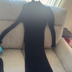 Elegant Black Ribbed Dress